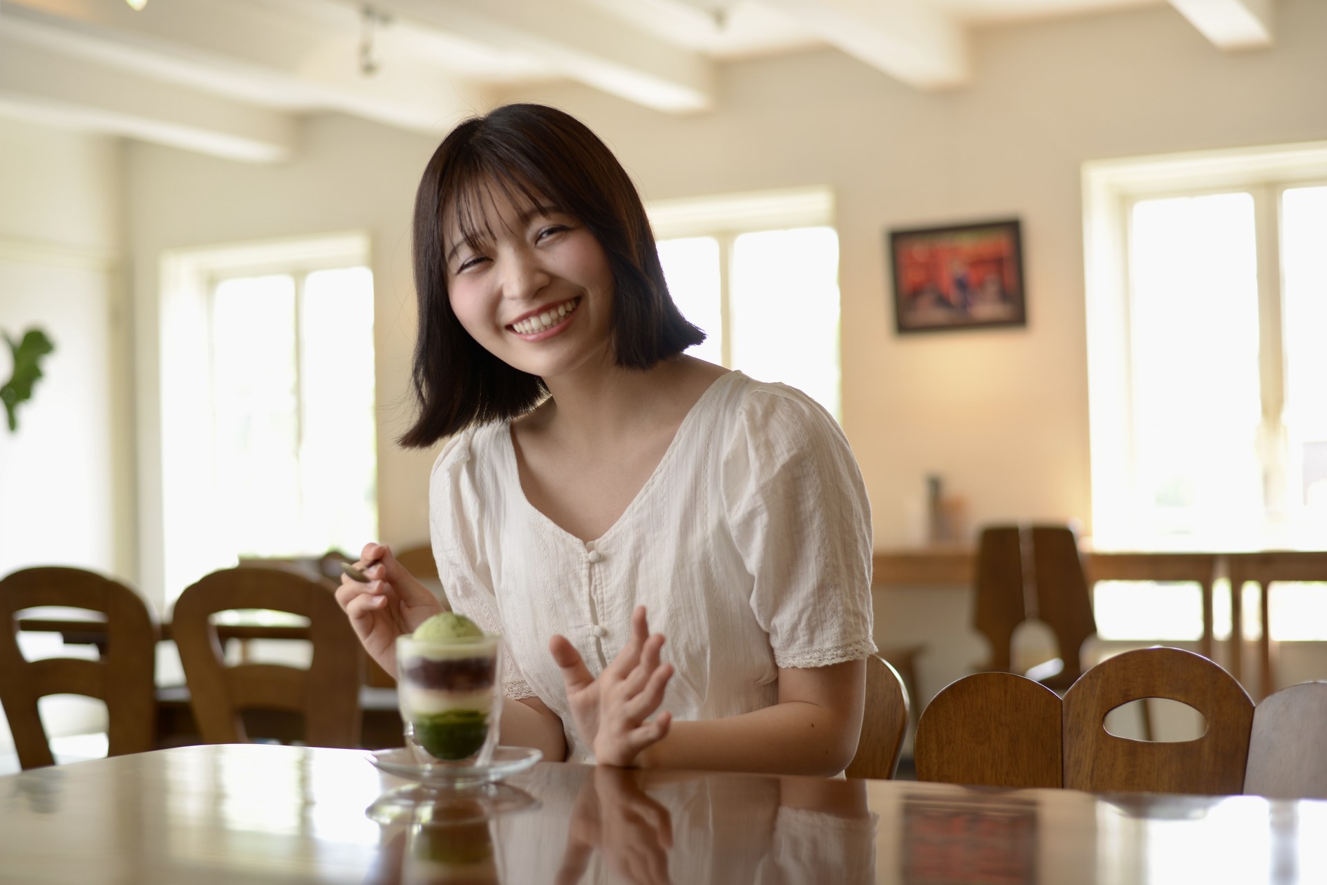 Relaxing in the café