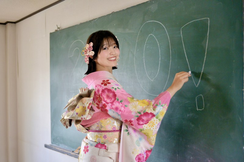 Coming-of-age blackboard portrait